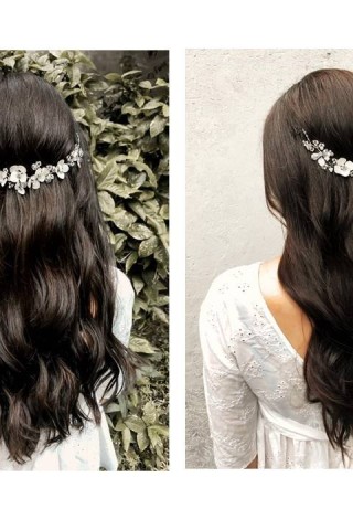 Tiara Keiko Floral Japonesa | Tocados de Novia Trihada | Cristales y Strass