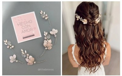 Pins de Pelo para Novias y Eventos | Hojitas Nacaradas | Trihada