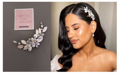 Tocado Luna Trihada: Accesorio Nacarado para Novias y Eventos | Diseño Personalizado