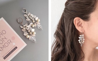 Aros Largos de Hojitas Trihada: Diseño Exclusivo para Novias y Eventos