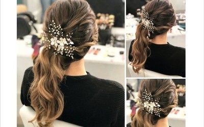 Tocado de Novia Elizabeth: Ramitas de Perlas y Flores | Trihada Argentina