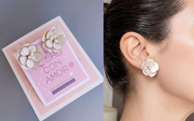 Aros de Flor de Dos Capas Trihada | Accesorios Artesanales para Novias y Eventos