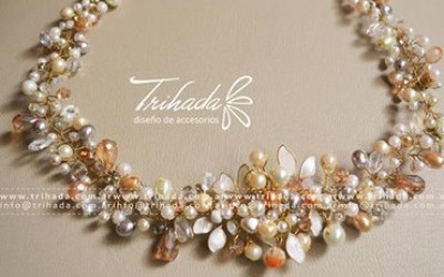 Cinto Faja Novia Fiesta Dorado Cobre con Perlas y Cristales Trihada