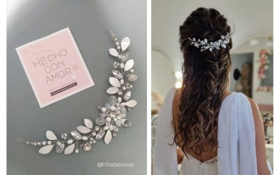 Tocado de Novia Lena: Perlas, Cristales y Strass para un Look Nupcial Radiante