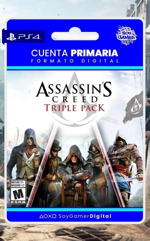 PRIMARIA Assassins Creed Triple Pack (Unity + Black Flag + Syndicate] PS4